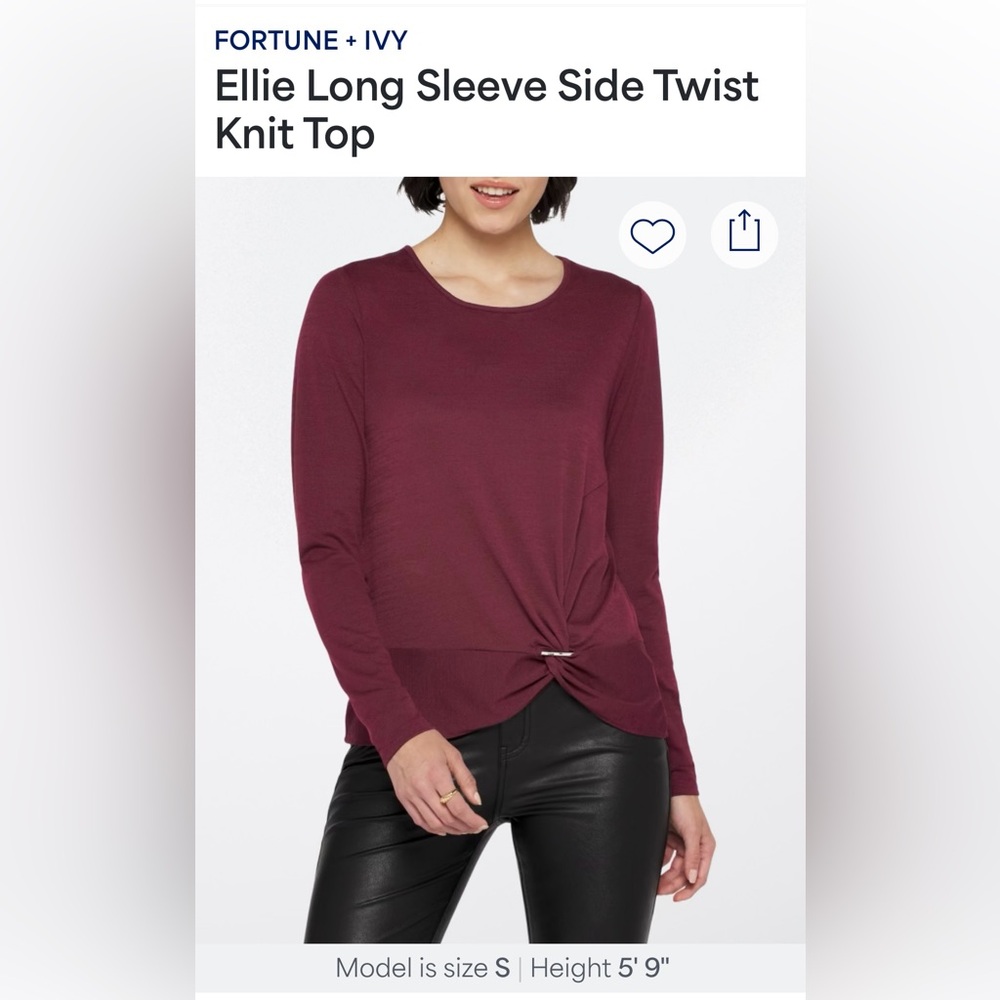 NEW Stitch Fix Fortune + Ivy Women's Burgundy Long Sleeve Knit Top
Size Small